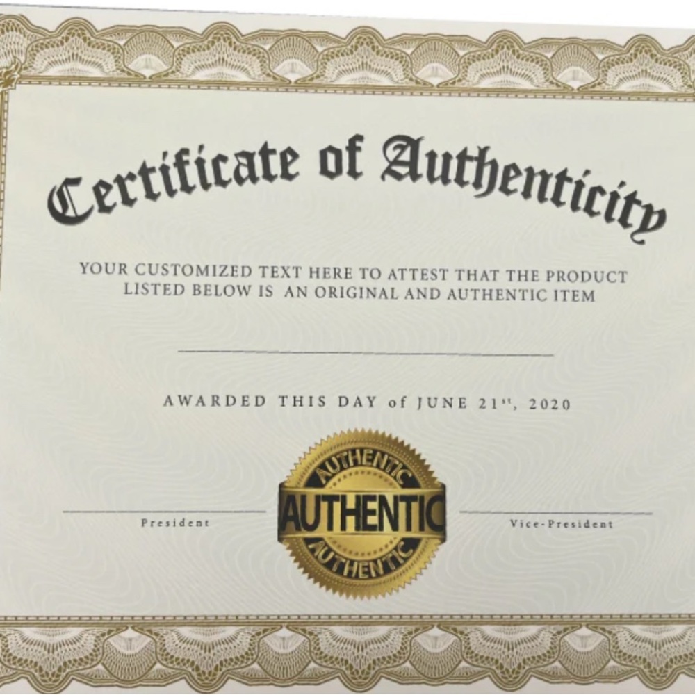 ONLY PURCHASE W/ITEM  you want authenticated Certificate of Authenticity